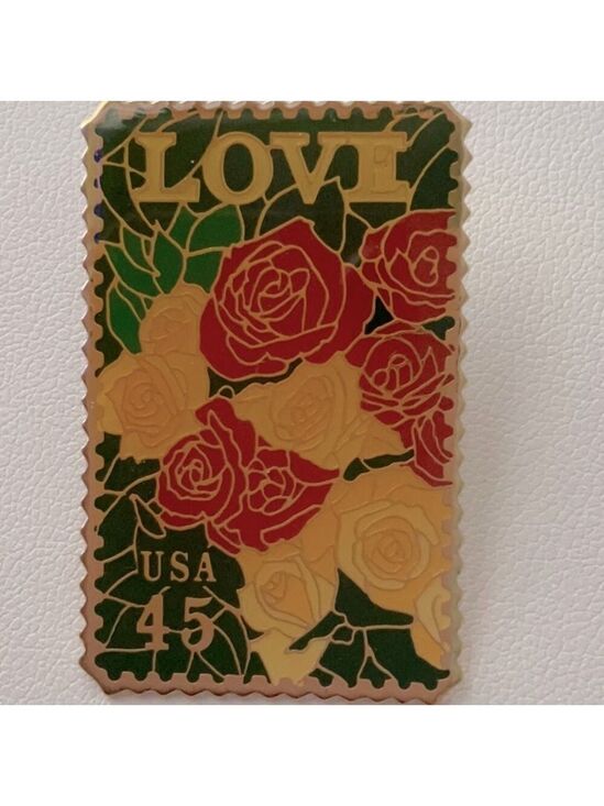 Vintage Jewelry - Vintage US Postal Service Love Floral Stamp Pin